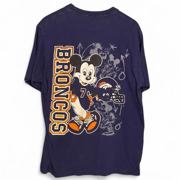 y2k mickey mouse x denver broncos T-shirt - Picture 1 of 4